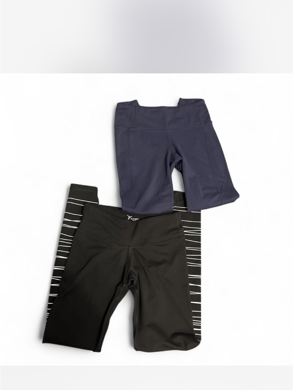Old Navy Striped Leggings and Athleta Navy Blue Legging set